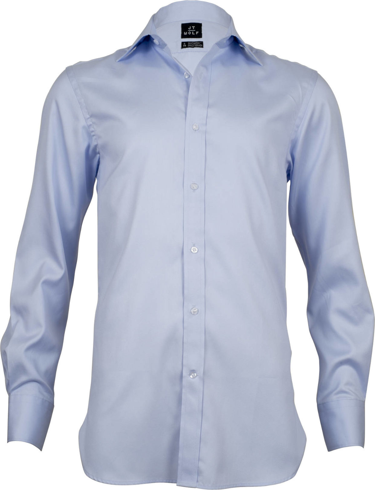 classic fit pale blue solid business shirts front