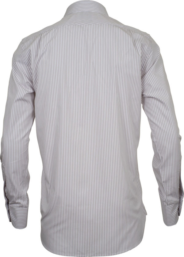 classic fit stripe beige business shirts back