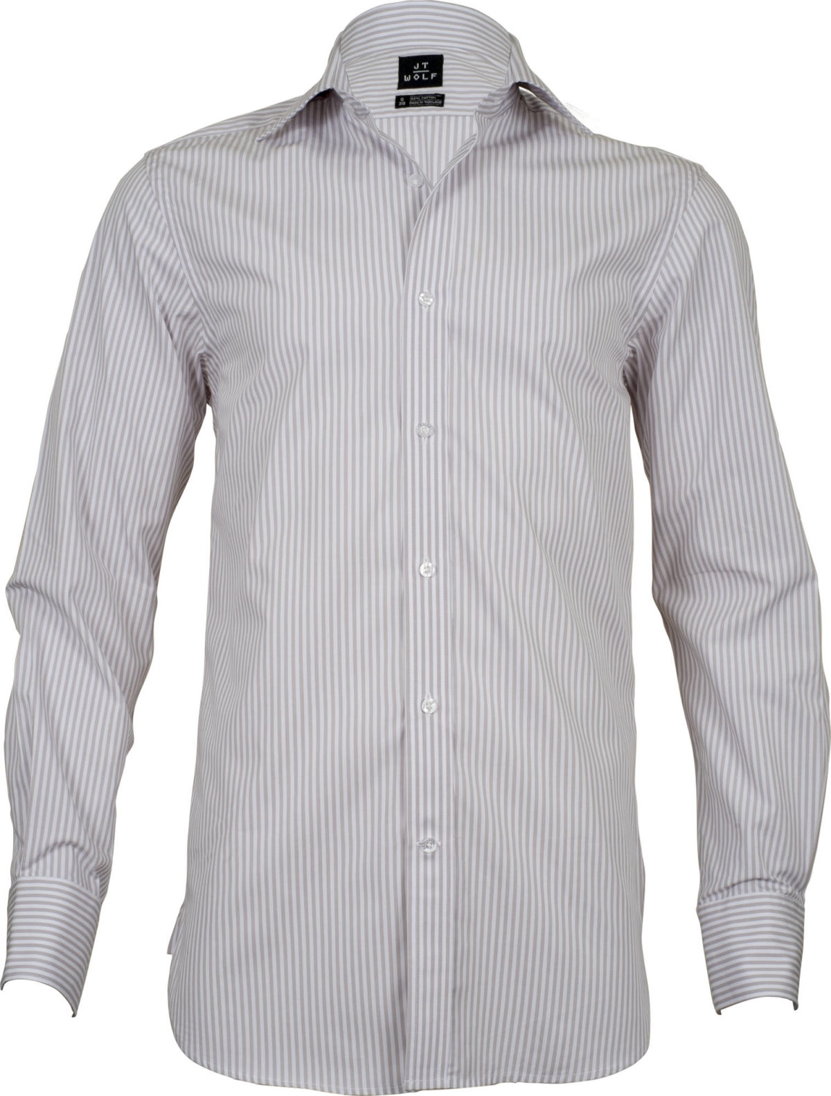 classic fit stripe beige business shirts front