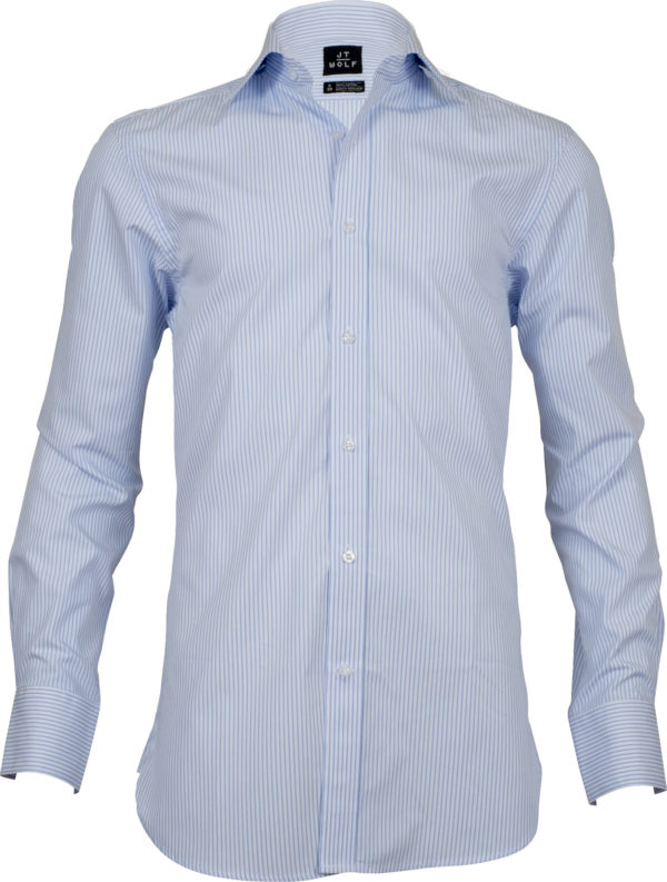 classic fit stripe light blue business shirts front