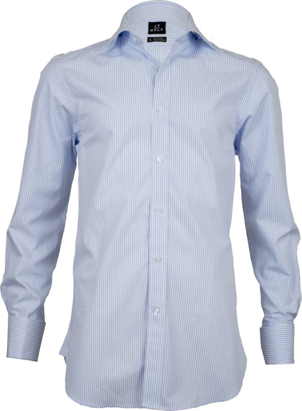 french cuff stripe light blue business shirts front