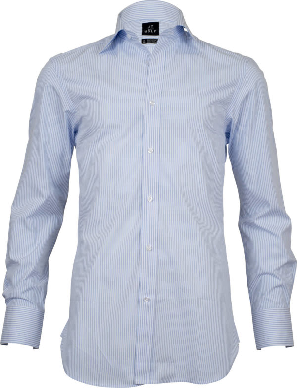 slim fit stripe light blue business shirts front